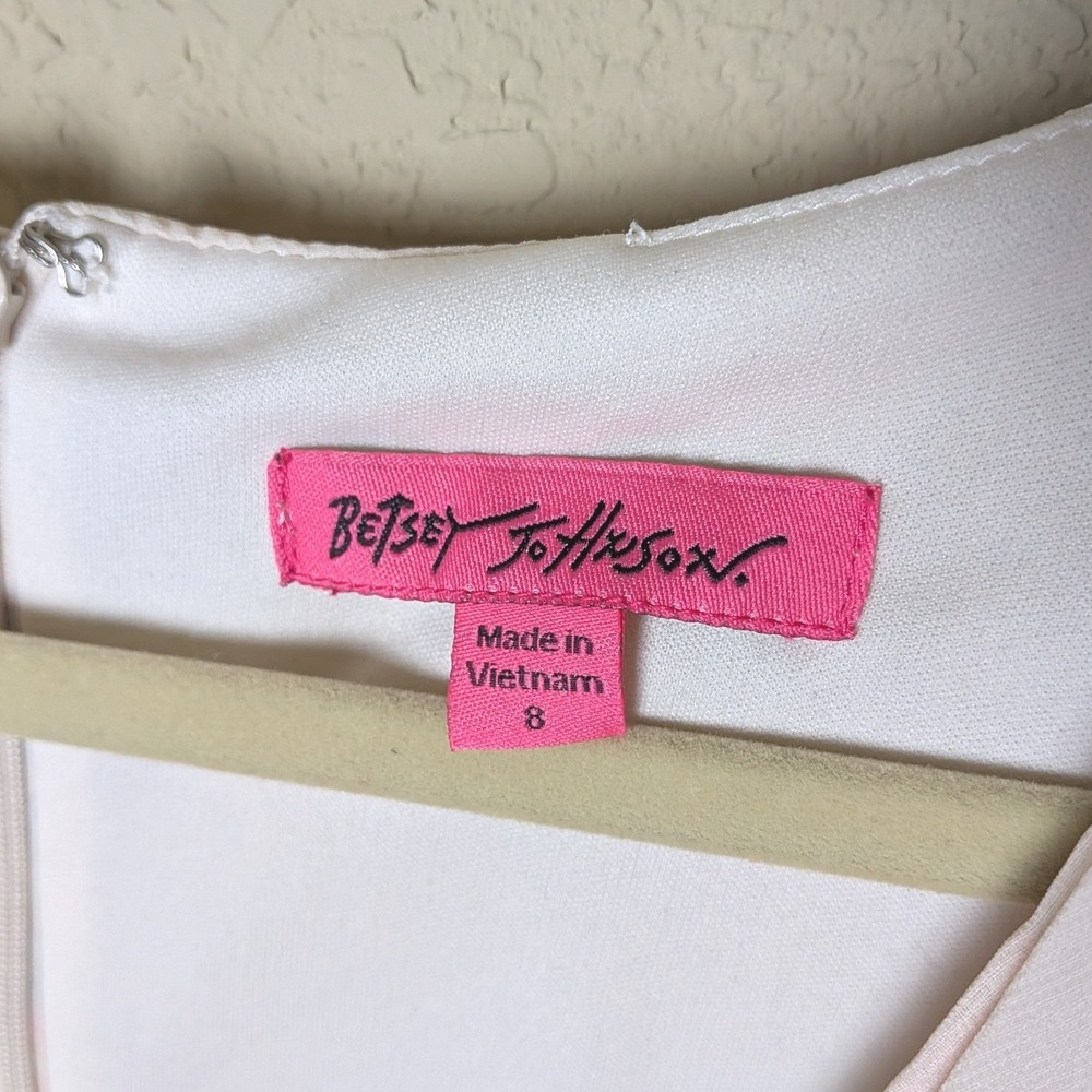 Betsey Johnson Women's Size 8 Floral Dress White Pink Handkerchief Hem Cocktail - Picture 4 of 9